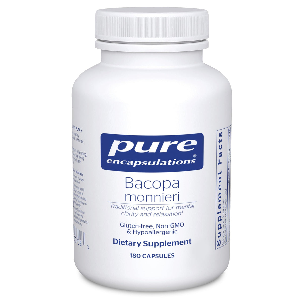 Pure Encapsulations Bacopa bottle with capsules for memory and focus support.