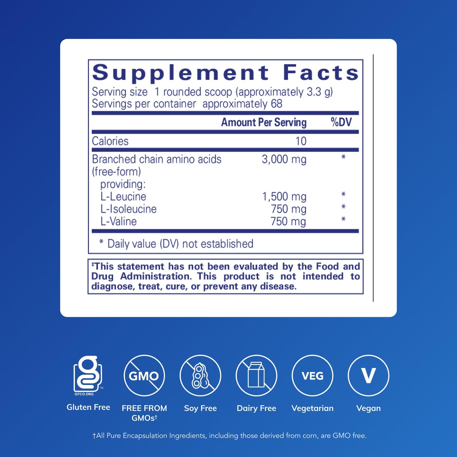 Pure Encapsulations BCAA Powder scoop demonstrates easy dosing for workouts.