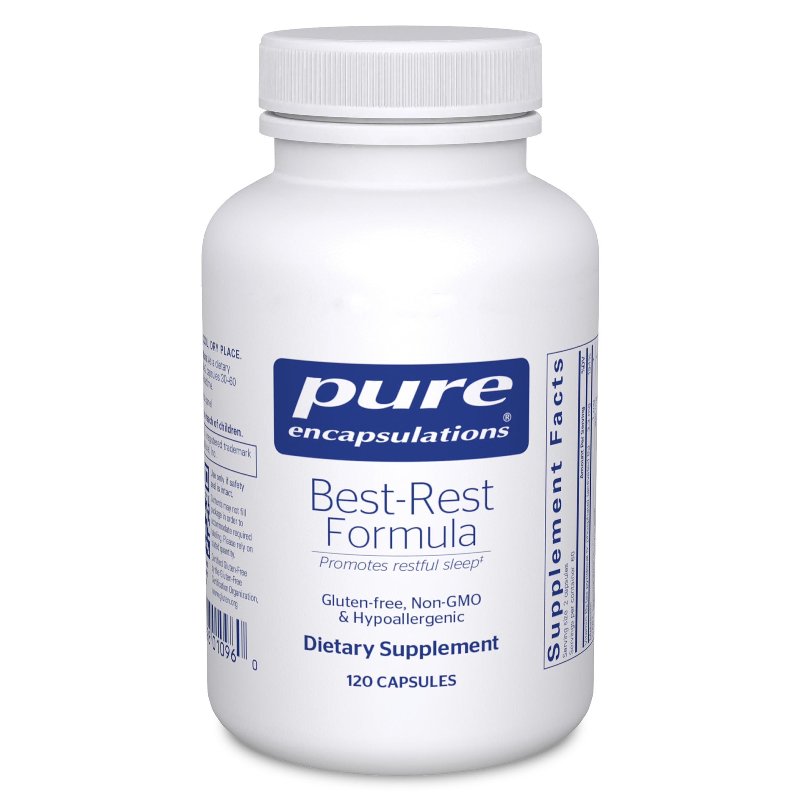 Pure Encapsulations Best-Rest Formula bottle cap enables easy nightly dosing.