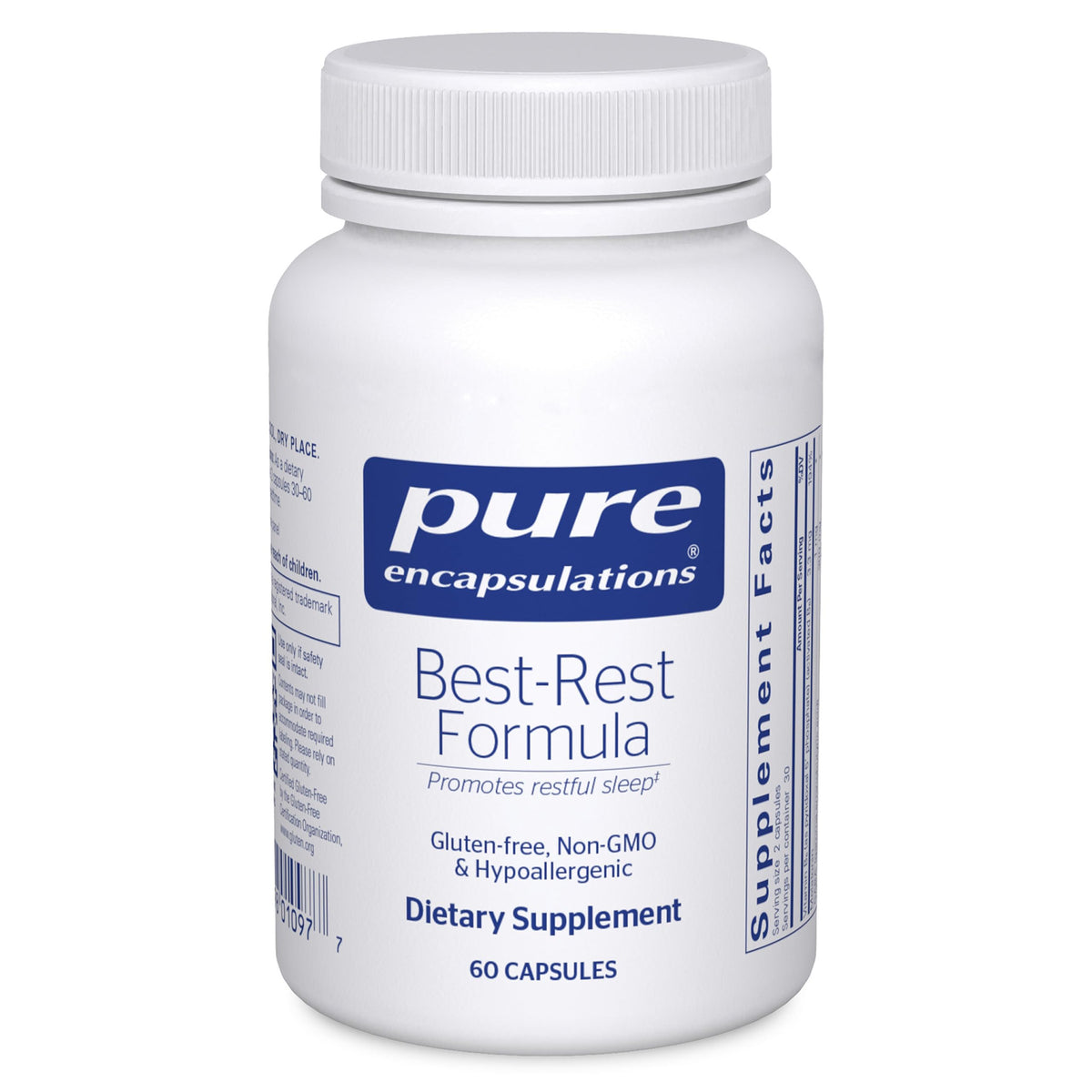 Pure Encapsulations Best-Rest Formula bottle ready for bedtime routine to support sleep.