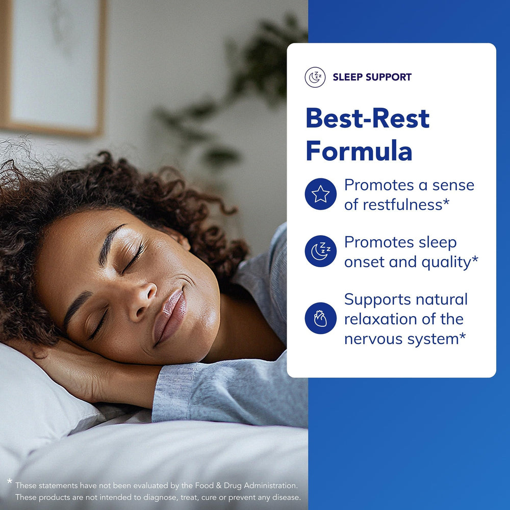Pure Encapsulations Best-Rest Formula label shows transparent ingredient list.
