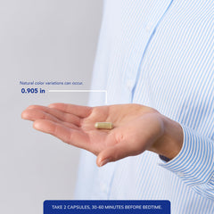 Pure Encapsulations Best-Rest Formula on nightstand suggests a calming bedtime routine.