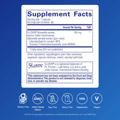 Pure Encapsulations Boswellia AKBA capsules close-up highlighting 5-LOXIN extract for joint care.