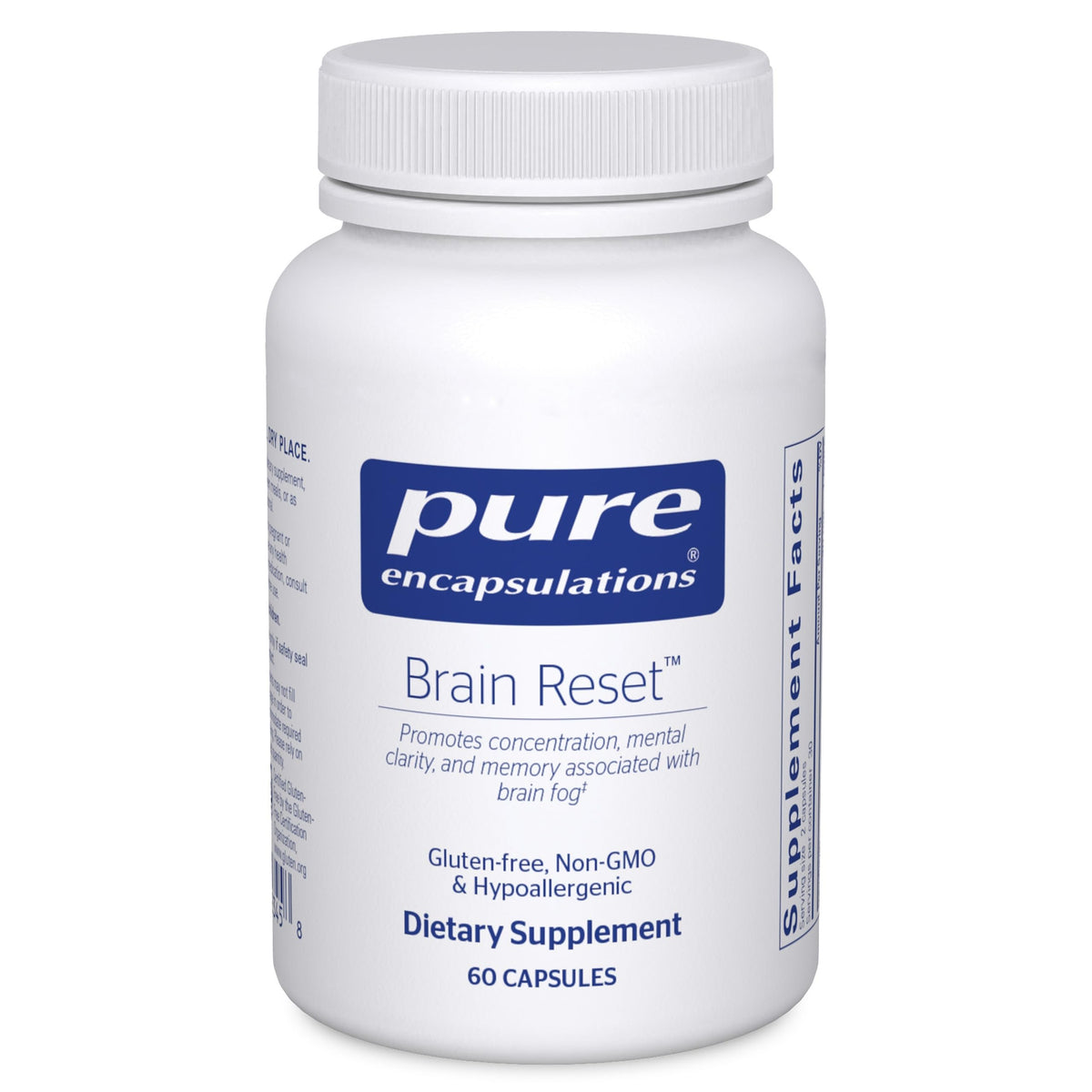 Pure Encapsulations Brain Reset bottle suggesting focus support and overall wellness