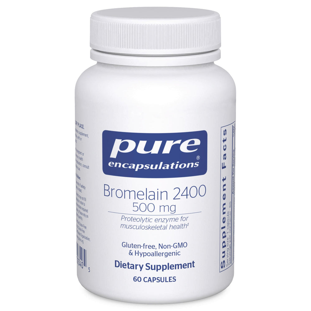 Pure Encapsulations Bromelain 2400 500 mg bottle, for digestion and joint support