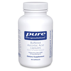 Pure Encapsulations Buffered Ascorbic Acid Capsules bottle front label gentle on sensitive stomach