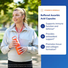 Pouring Pure Encapsulations Buffered Ascorbic Acid Capsules for easy daily use.