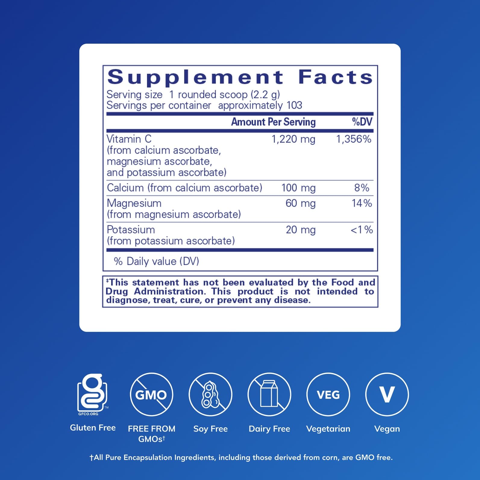 Measuring a portion of Pure Encapsulations Buffered Ascorbic Acid Powder for daily use.