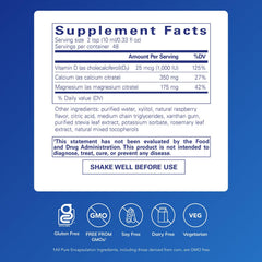 Pure Encapsulations Cal/Mag/D Liquid bottle front label highlights bioavailable minerals and D3.