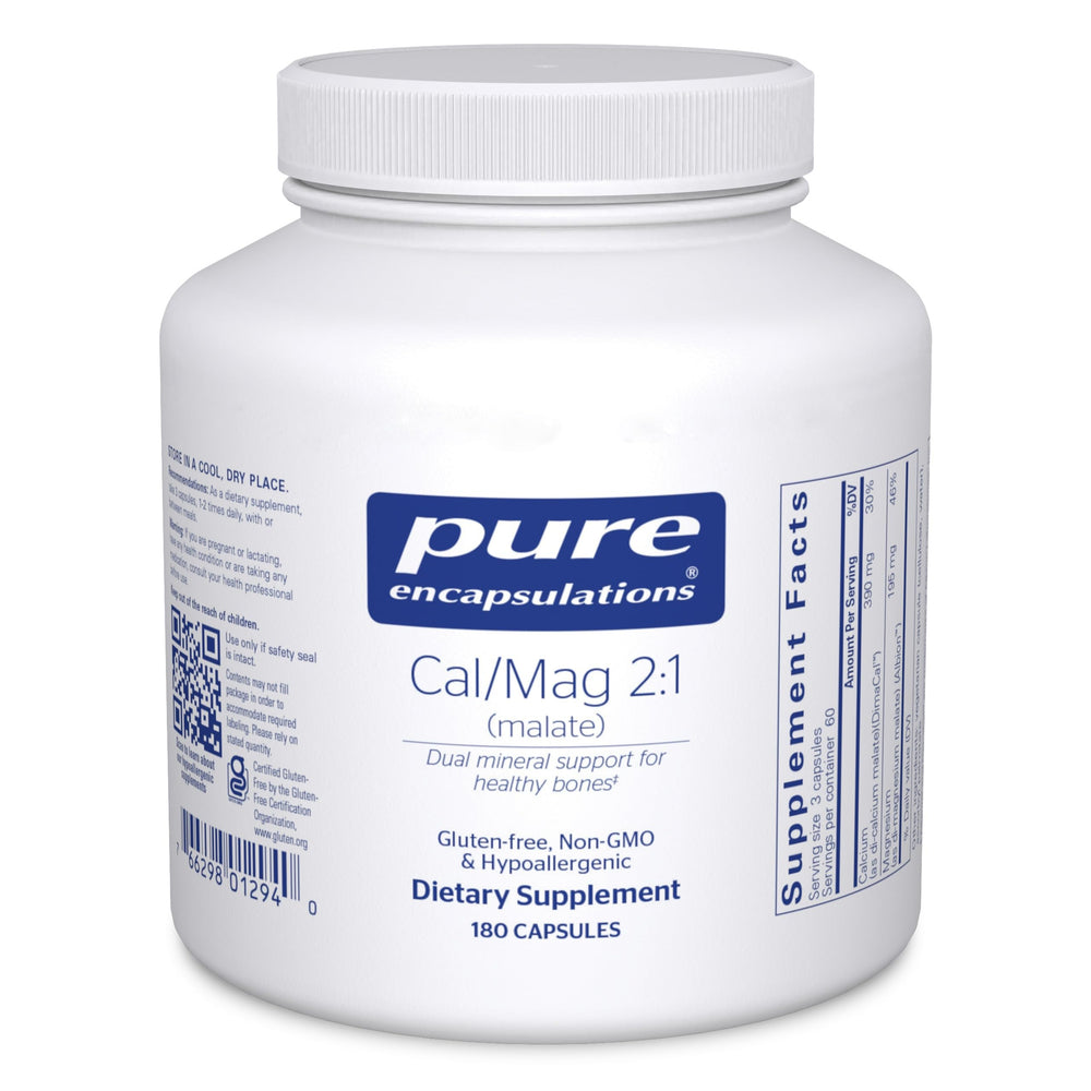 Pure Encapsulations Cal/Mag Malate bottle front for daily bone support