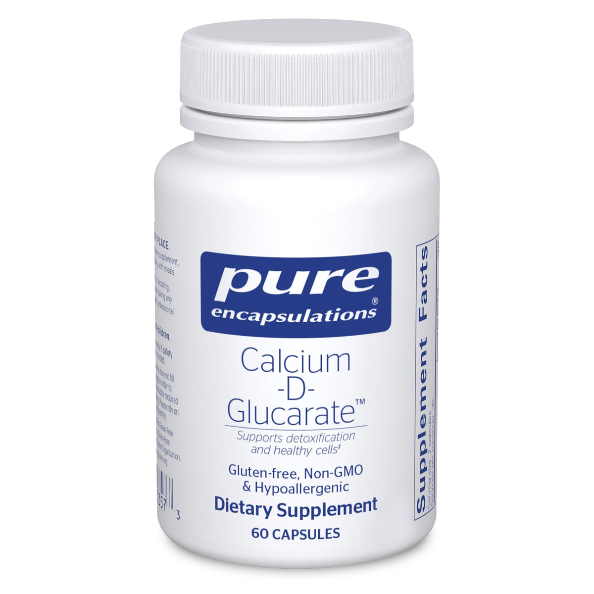 Pure Encapsulations Calcium-D-Glucarate bottle front signaling trusted detox support.