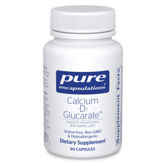 Pure Encapsulations Calcium-D-Glucarate bottle front signaling trusted detox support.