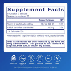 Pure Encapsulations Calcium with Vitamin D3 bottle pour showing easy daily intake.