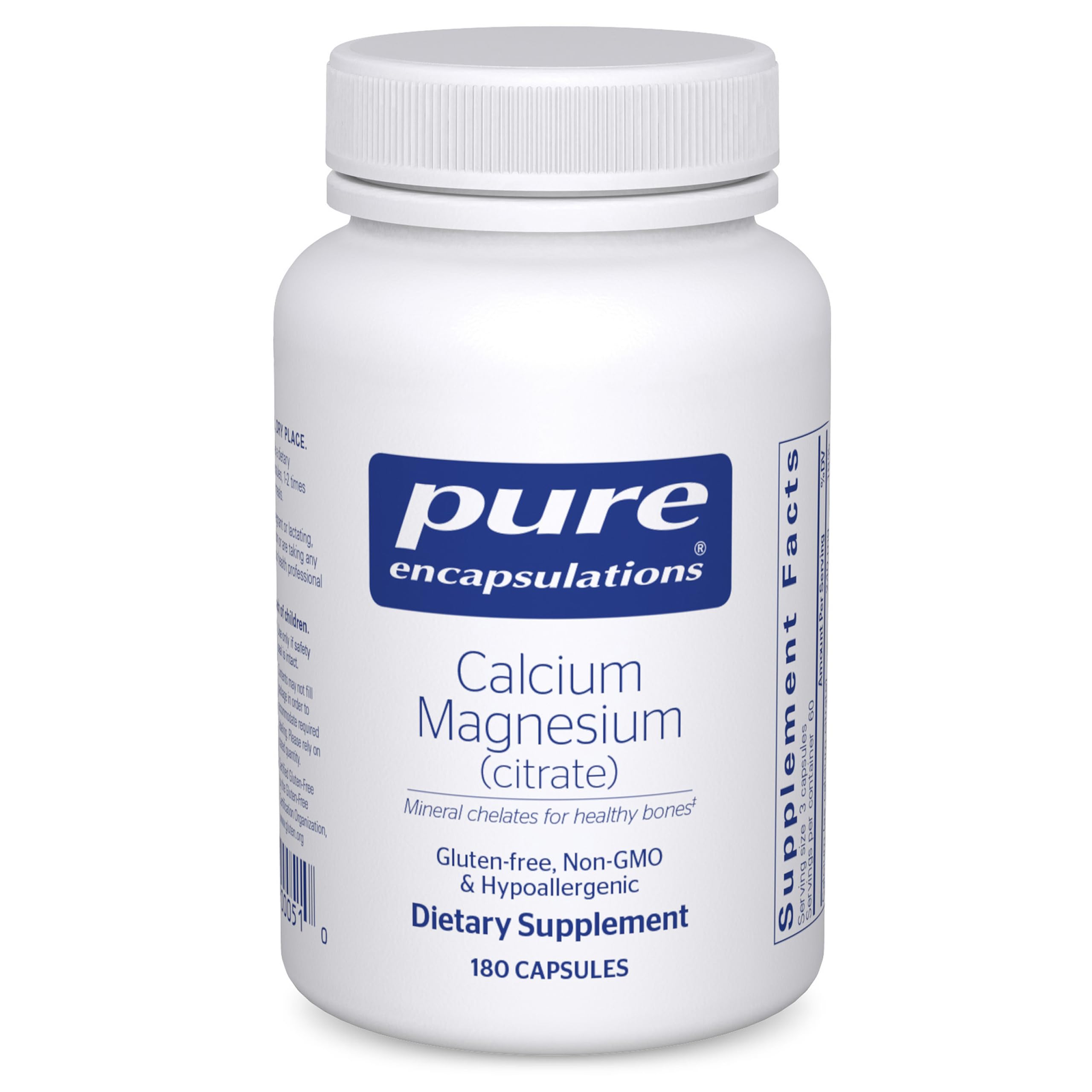 Pure Encapsulations Calcium Magnesium Citrate bottle supports bone health daily