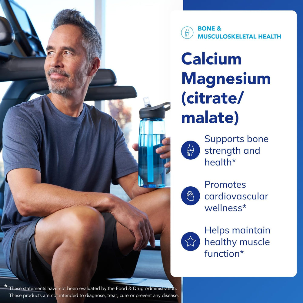 Pure Encapsulations Calcium Magnesium capsules in hand illustrate easy daily dosing.