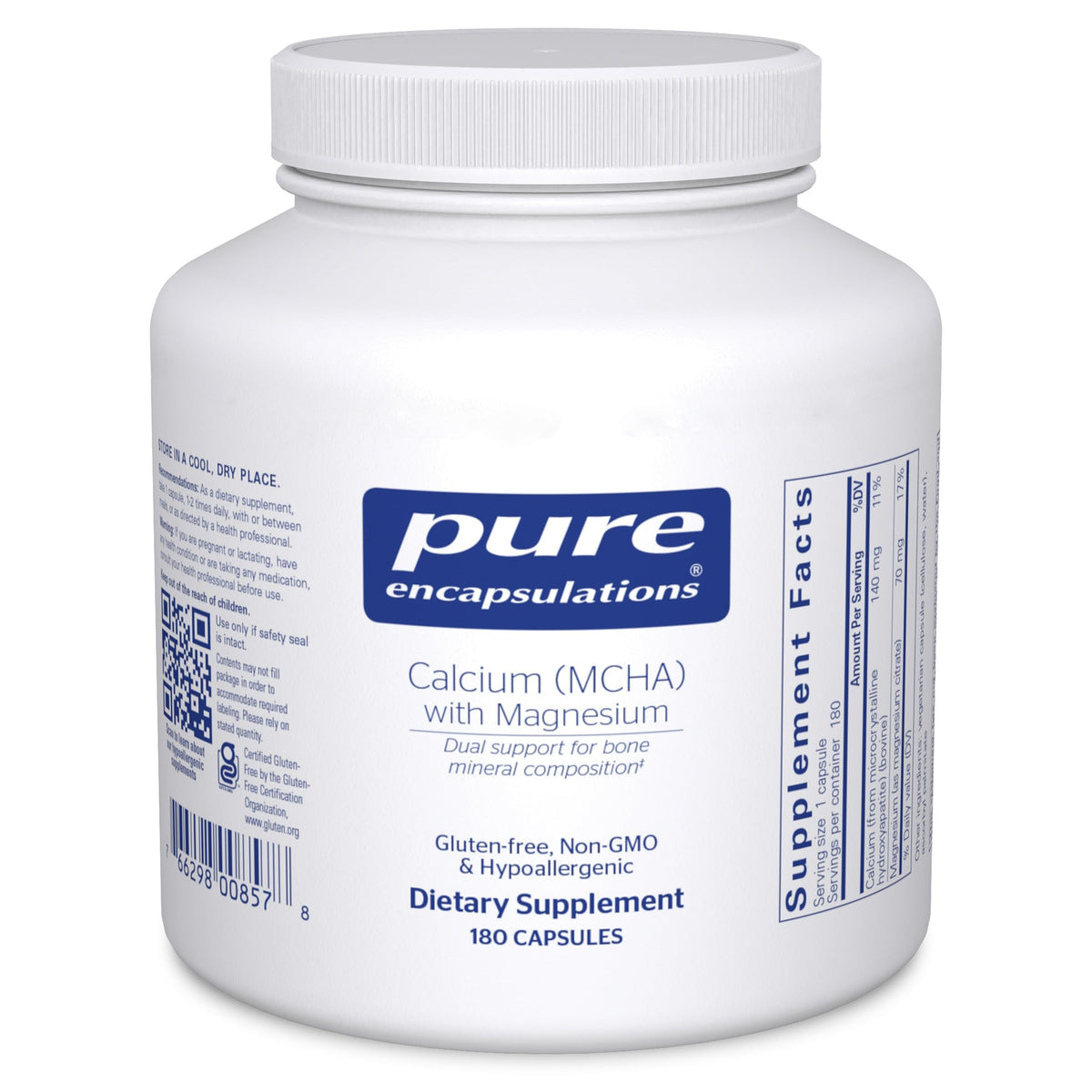 Pure Encapsulations Calcium MCHA bottle with a bone health support focus
