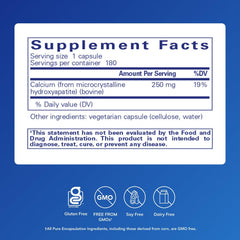 Pure Encapsulations Calcium MCHA tablets close-up showing hypoallergenic capsules.