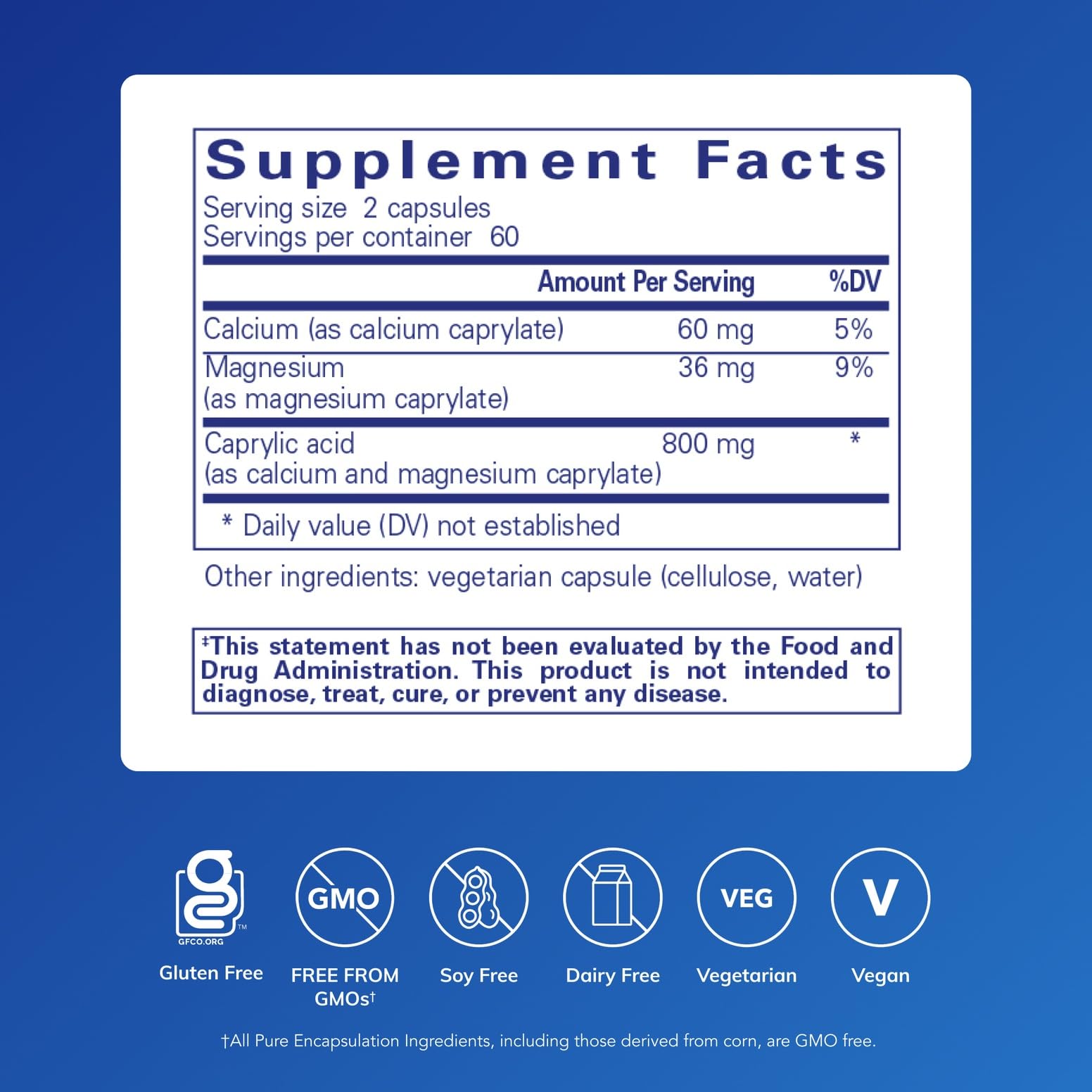 Caprylic Acid capsules close-up highlighting premium supplement for digestive balance.