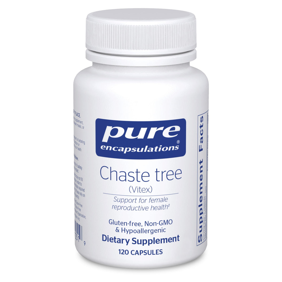 Pure Encapsulations Chaste Tree bottle showing hormonal balance support potential