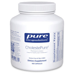 Pure Encapsulations CholestePure bottle-front signals a clean premium cardiovascular supplement