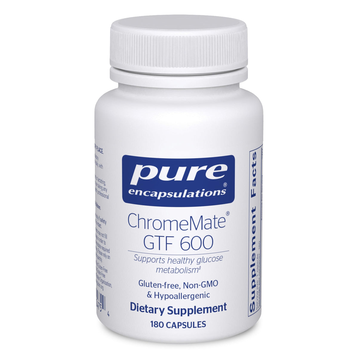 Pure Encapsulations ChromeMate GTF 600 bottle front view for metabolism support.