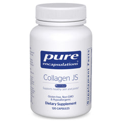 Pure Encapsulations Collagen JS bottle on table showing 1000 mg per serving for joints