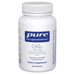 Pure Encapsulations CoQ10 120 mg bottle supports cellular energy and heart health