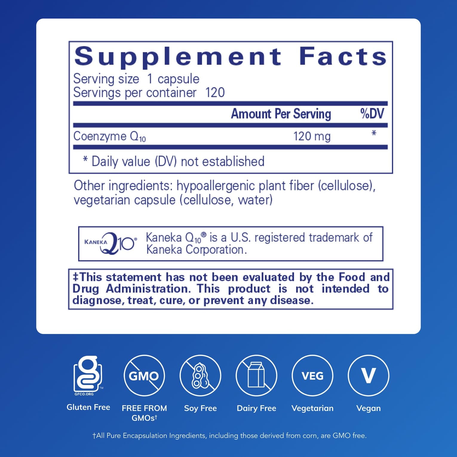 Close-up of Pure Encapsulations CoQ10 capsules for energy and antioxidant support