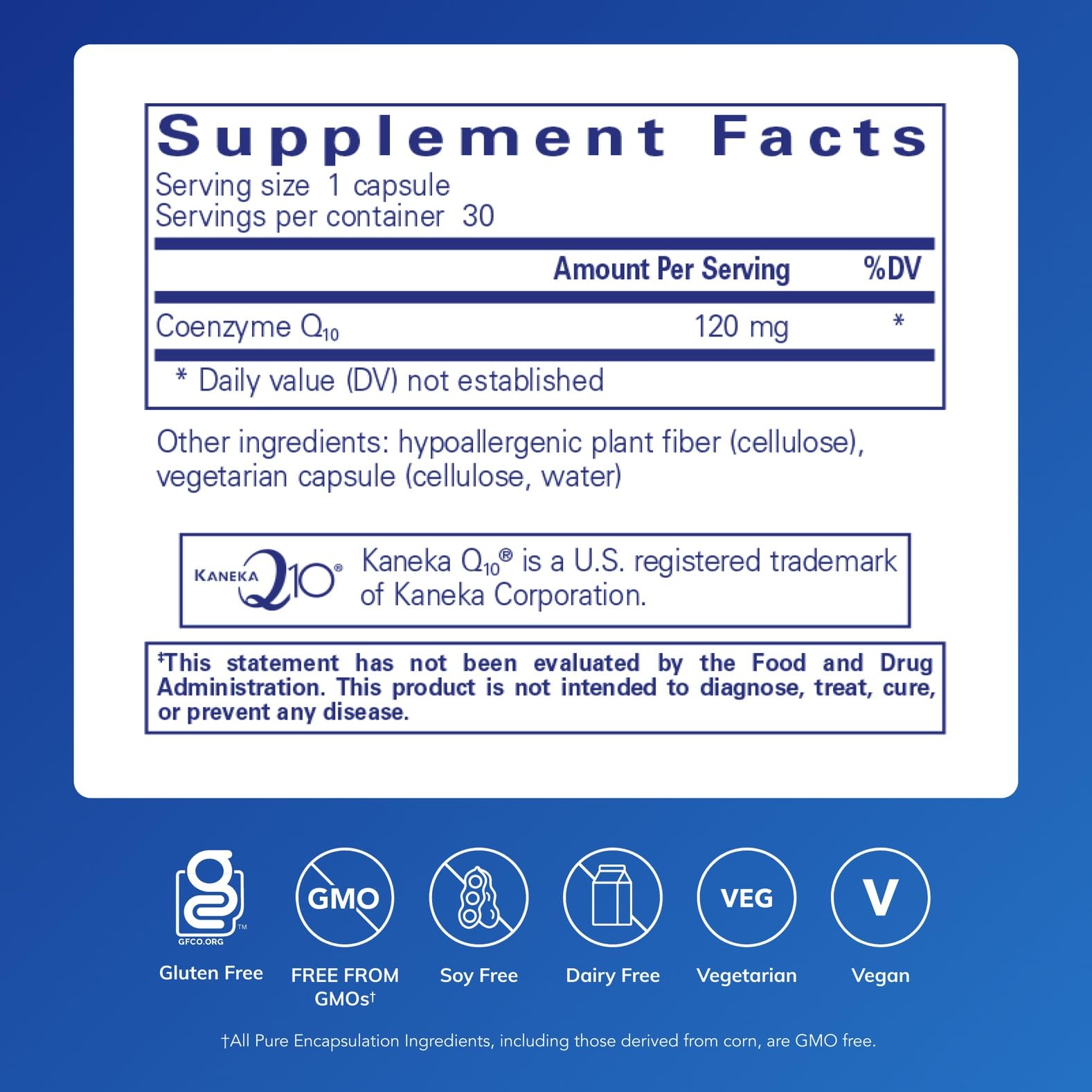 Pure Encapsulations CoQ10 capsules ready for daily intake.