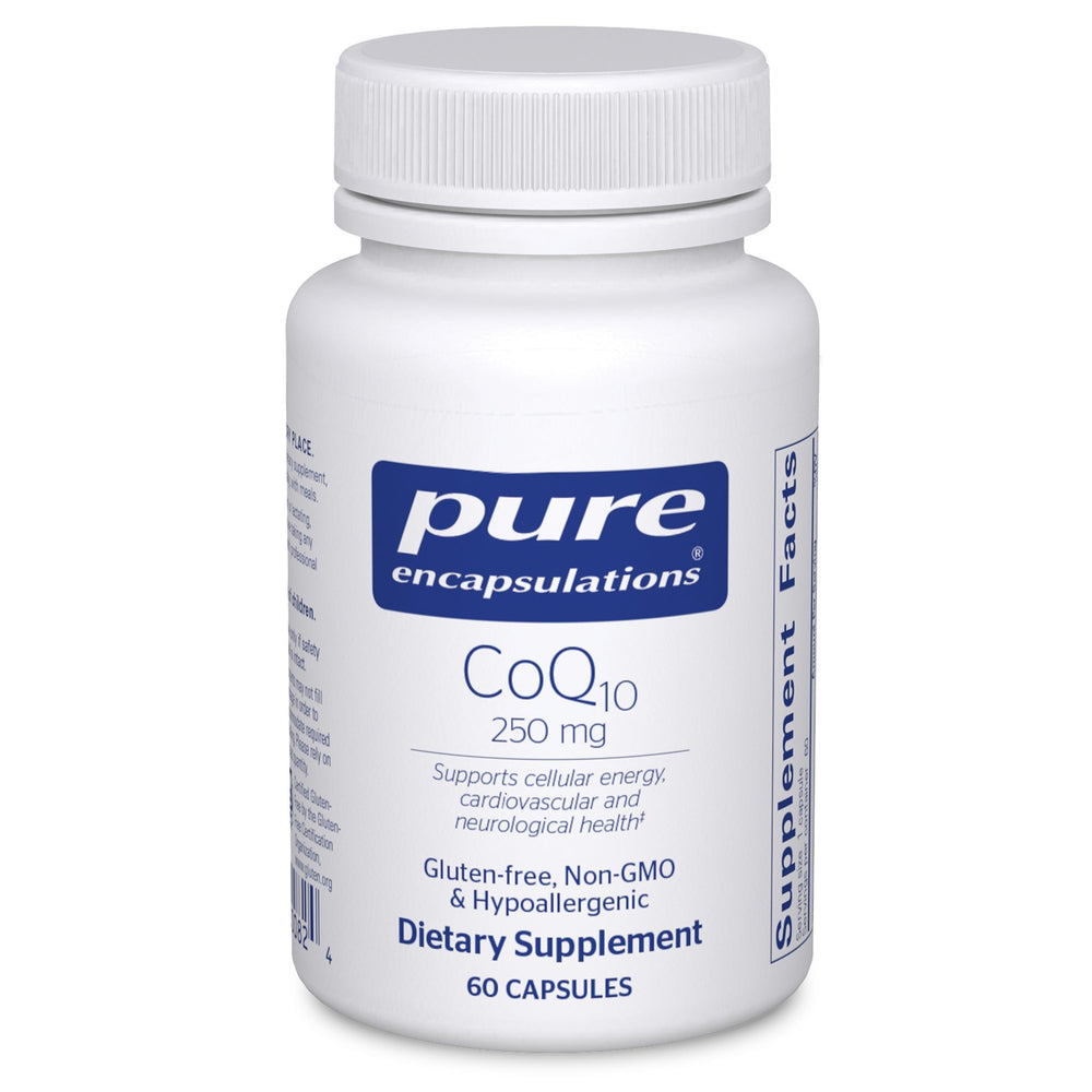 Pure Encapsulations CoQ10 250 mg bottle with capsules for energy support