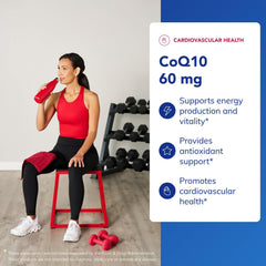 Pure Encapsulations CoQ10 60 mg capsules close-up, easy-to-swallow capsules.