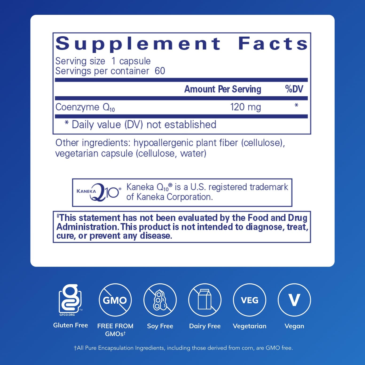 Pure Encapsulations CoQ10 capsules illustrating cellular energy and antioxidant support.