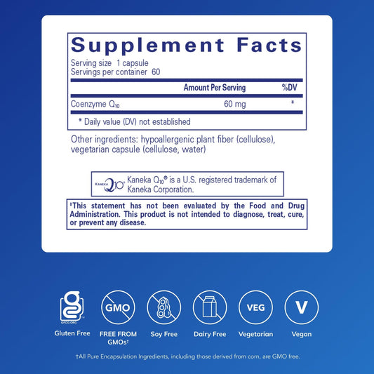 Pure Encapsulations CoQ10 capsules for easy daily supplementation and energy support.