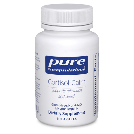 Pure Encapsulations Cortisol Calm bottle front signals trusted stress support for daily routines