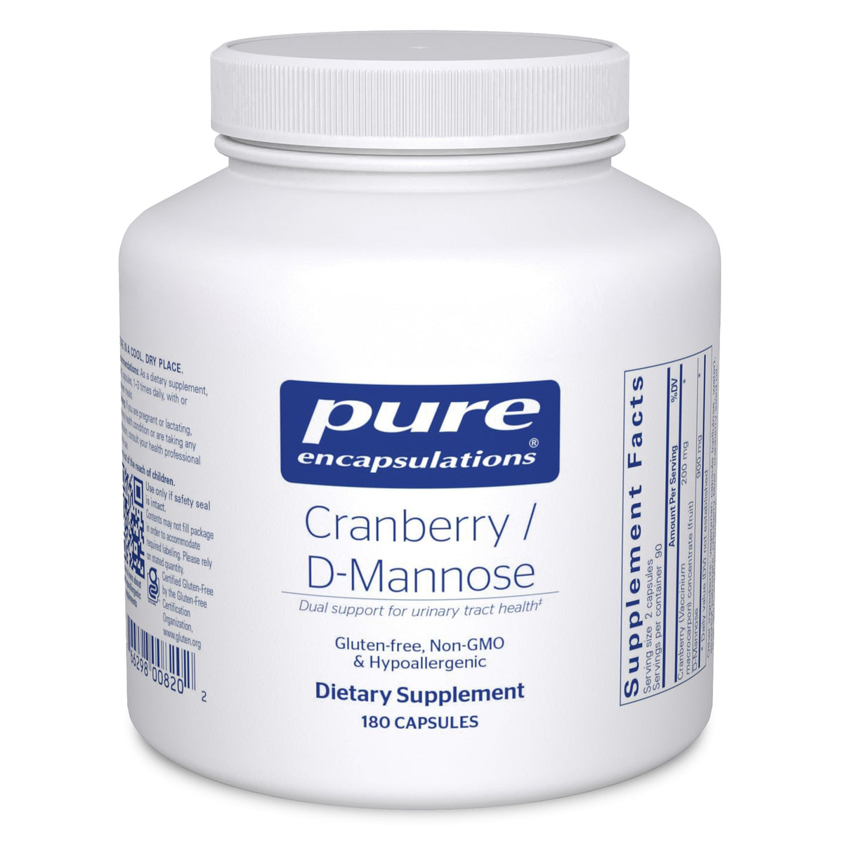 Pure Encapsulations Cranberry D-Mannose bottle supports urinary health