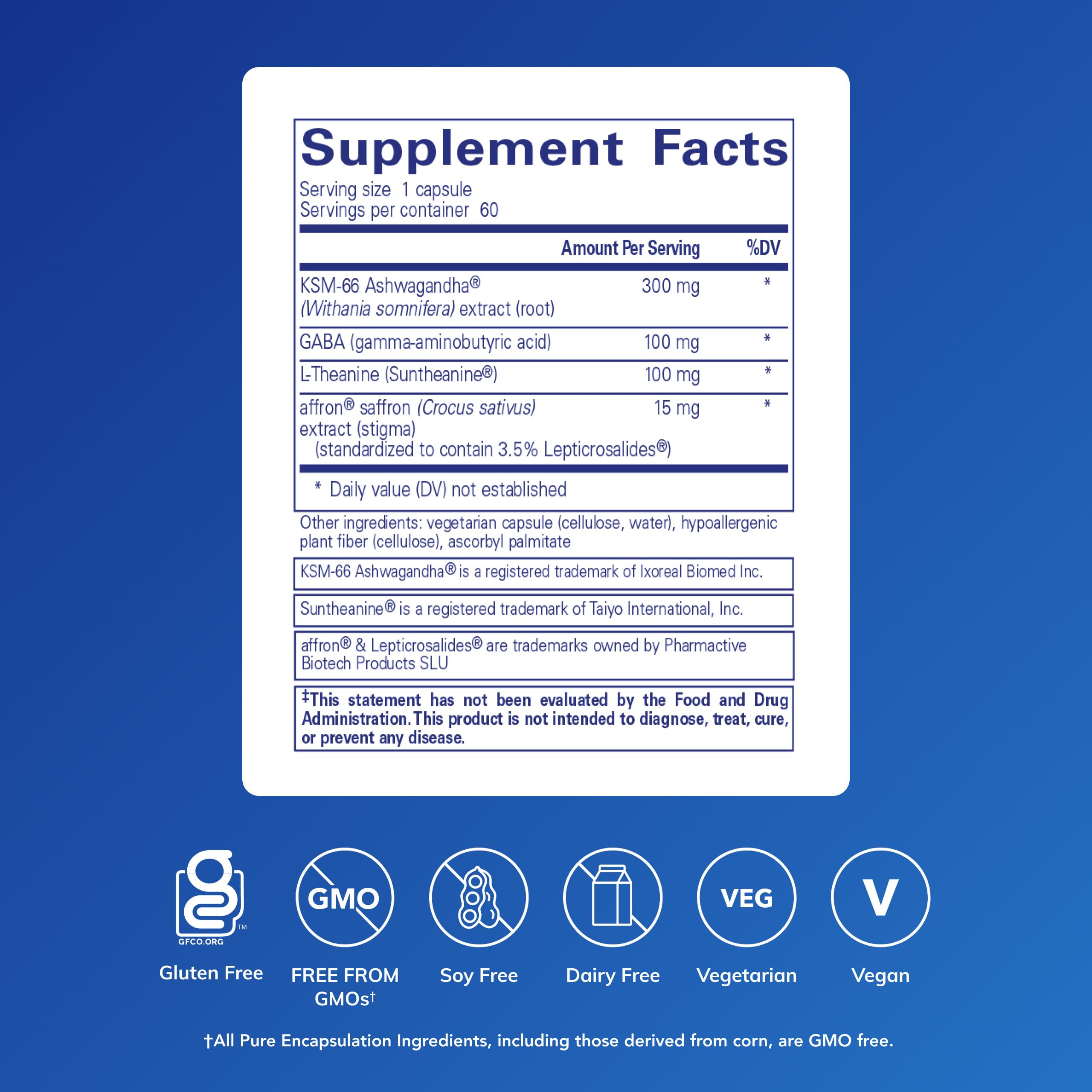 Close-up of Daily Calm ingredients showing ashwagandha, saffron, and L-theanine for mood balance.