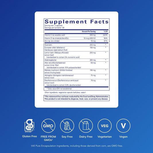 Daily Immune capsules close-up highlighting vegetarian, hypoallergenic formula.