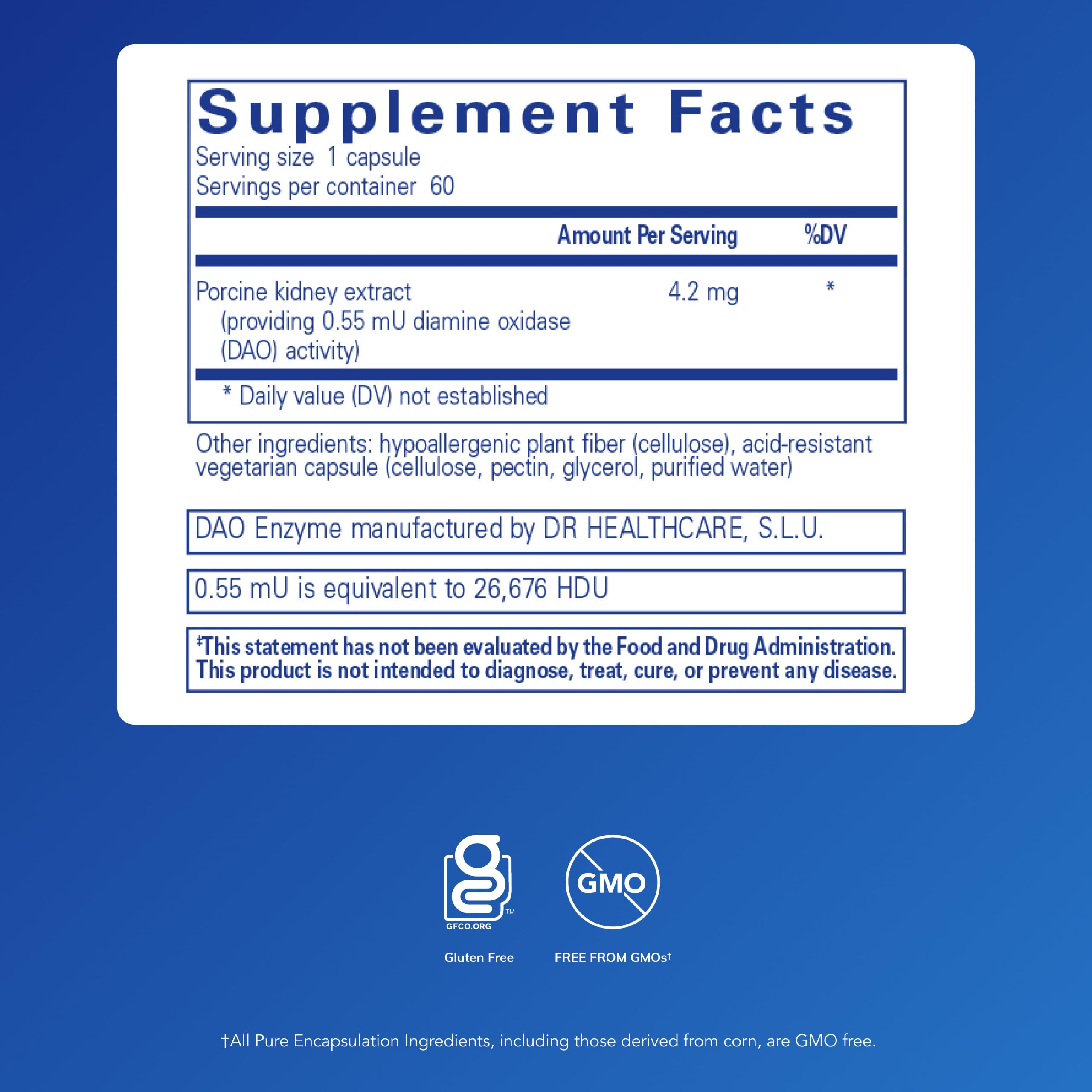 Pure Encapsulations DAO Enzyme capsules for digestive comfort.