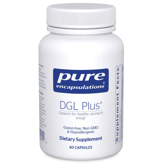 Pure Encapsulations DGL Plus bottle front for gut health support