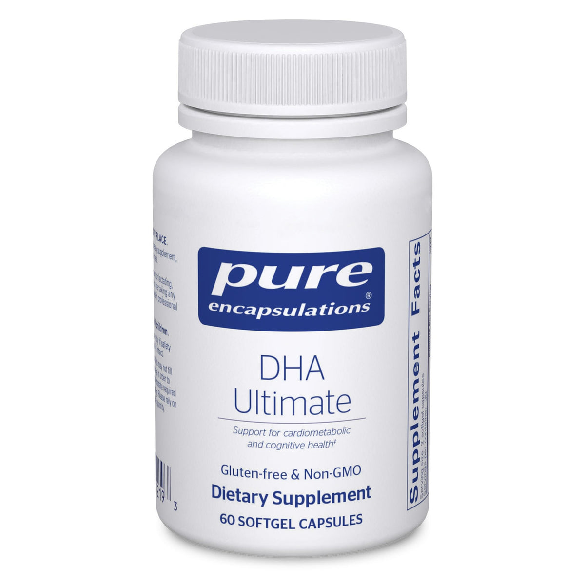 Pure Encapsulations DHA Ultimate bottle with softgels promoting brain health