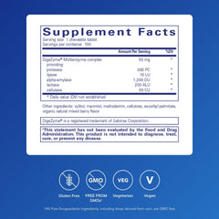 Close-up of Pure Encapsulations Digestive Enzyme Chewables tablets for easy dosing.