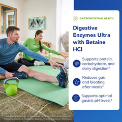 Pure Encapsulations Digestive Enzymes Ultra bottle pour image highlights broad pH activity.
