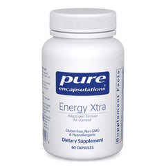 Pure Encapsulations Energy Xtra bottle front shows premium adaptogen formula for daily stamina.
