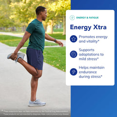 Energy Xtra label detail highlights adaptogens and purity.