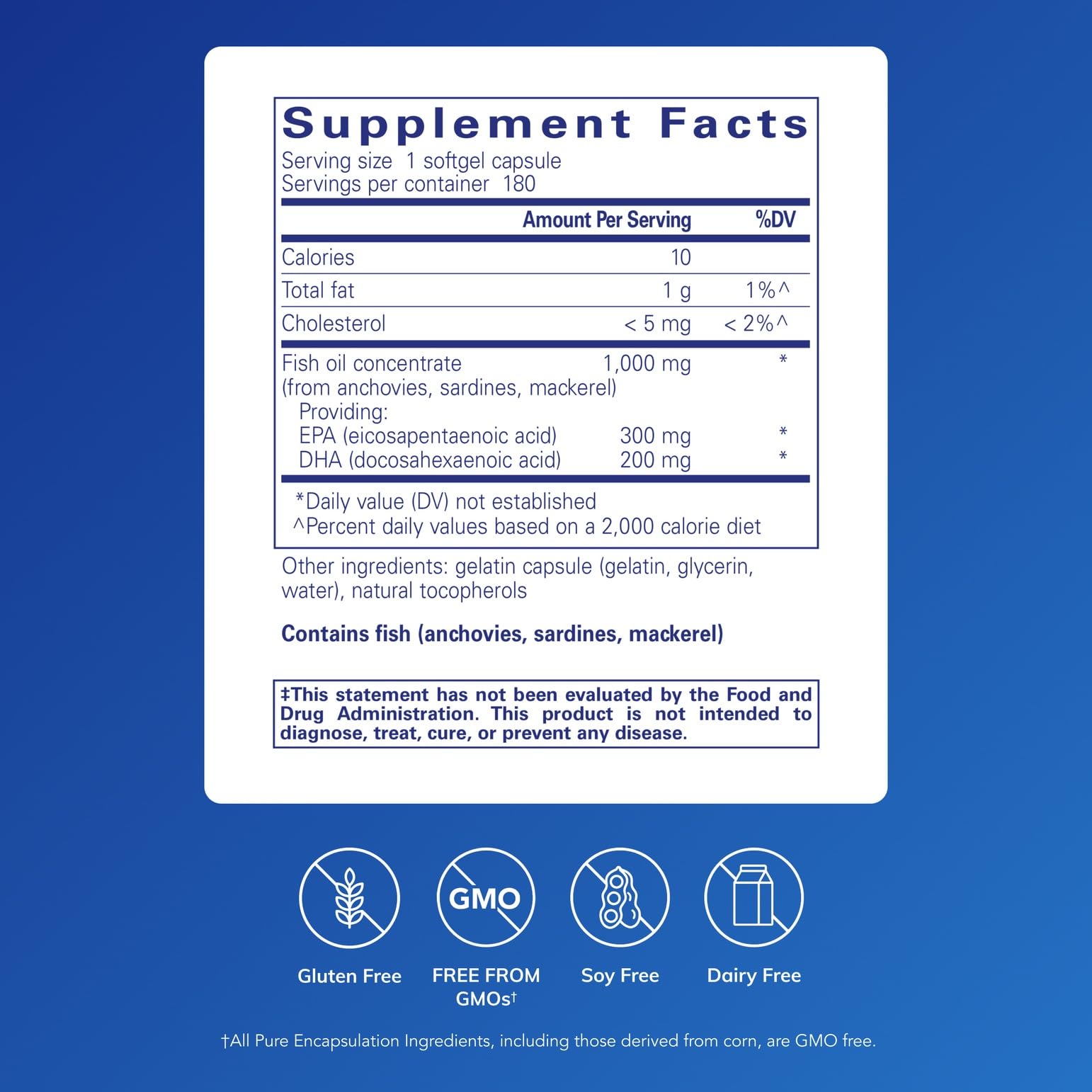 Pure Encapsulations EPA/DHA Essentials bottle front view for omega-3.
