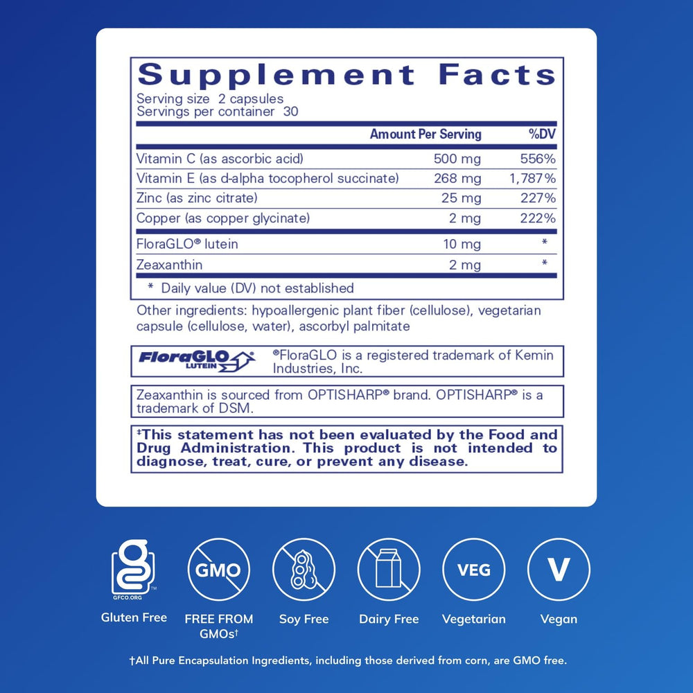 EyeProtect Basics label close-up showing key nutrients for retina health
