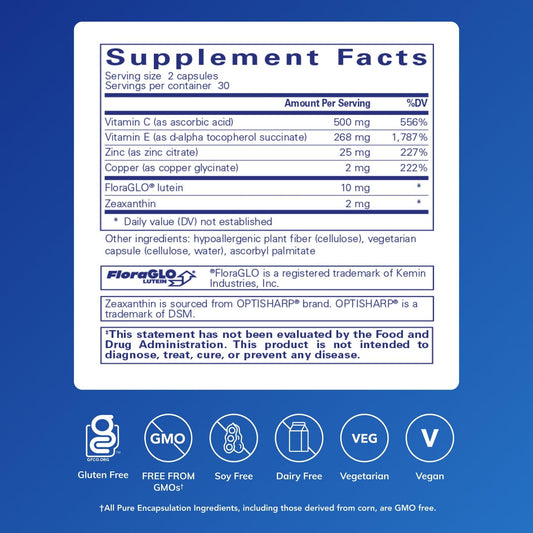 EyeProtect Basics label close-up showing key nutrients for retina health