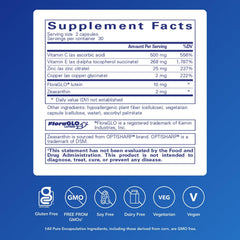 EyeProtect Basics label close-up showing key nutrients for retina health
