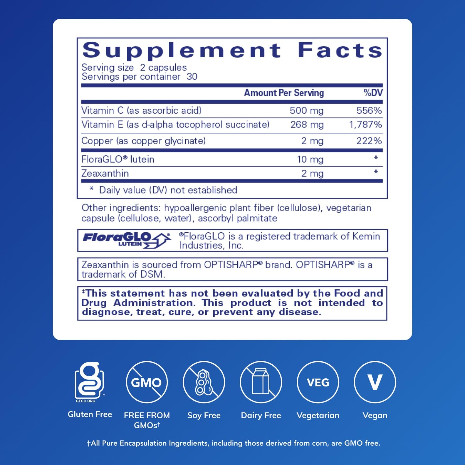 Close-up of EyeProtect Basics capsules showing easy-to-swallow softgels.
