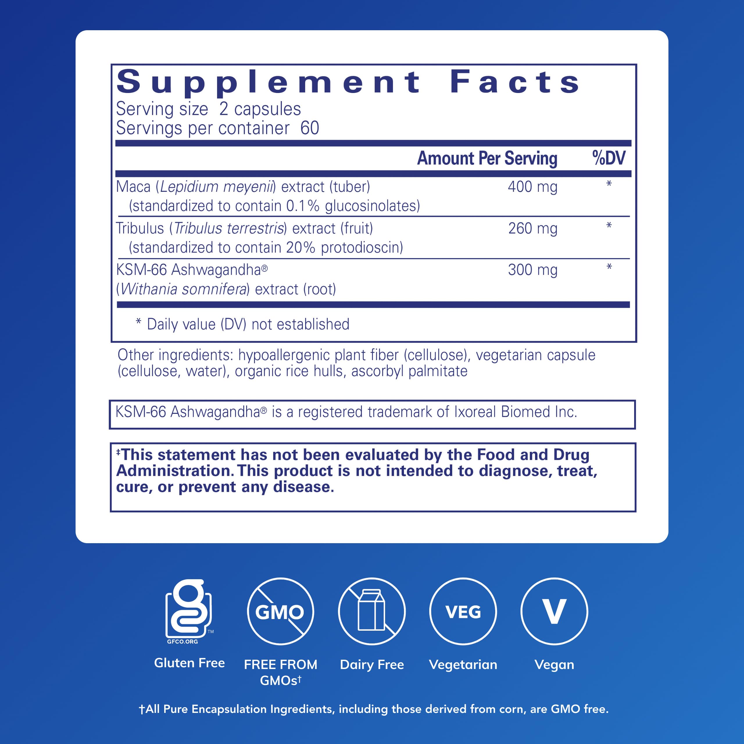 Pure Encapsulations FemiVive label closeup showing gluten-free, non-GMO formula